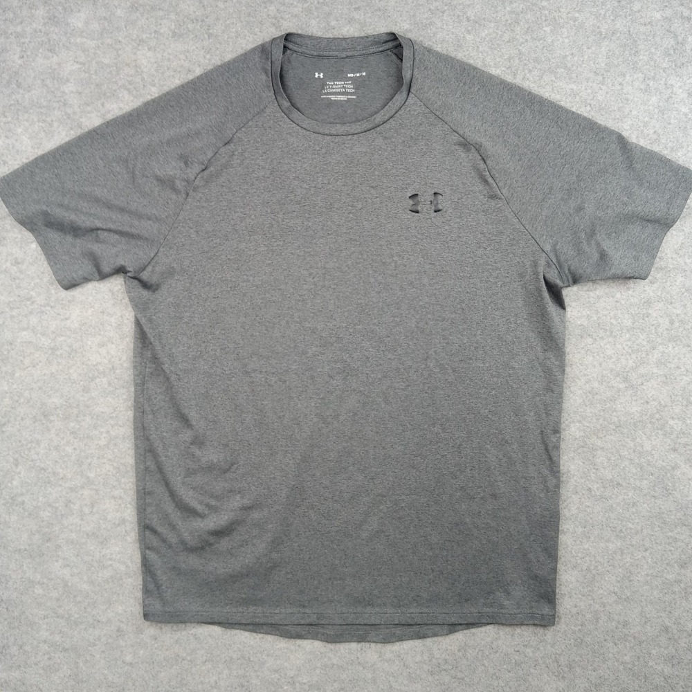 Under Armour Shirt Mens Medium Gray Tech Tee Short Sleeve Athletic Top Gym